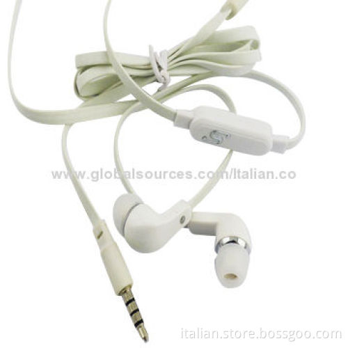 Flat Noodle-shaped TPE Wired Earphones with Mic and Volume Remote Control